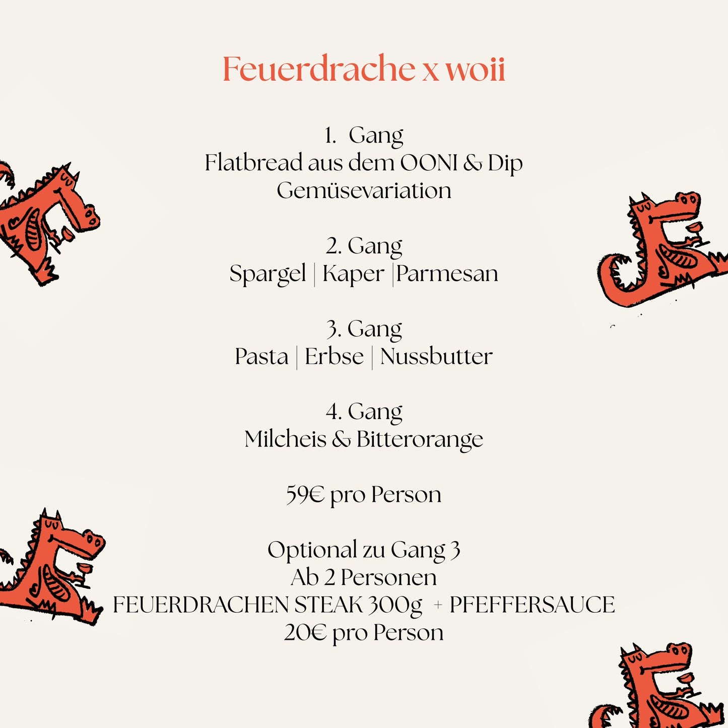 Schlemmerwochenmenü Restaurant Feuerdrache x woii